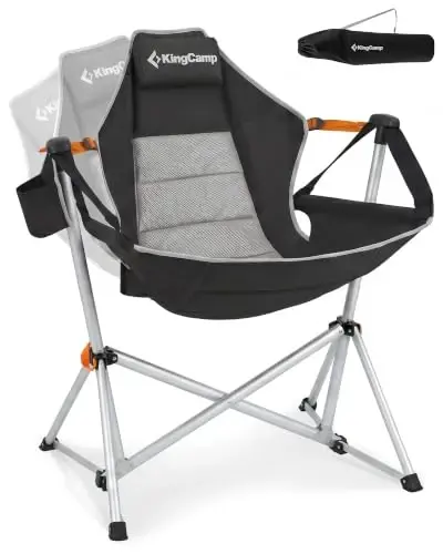 KingCamp Hammock Camping Chair, Swinging Portable Folding Camp Chairs for Adults Max 440lbs Heavy Duty Foldable Oversized Rocker with Aluminum Alloy Frame Cup Holder for Outdoor Beach Patio Sport - KINGCAMP