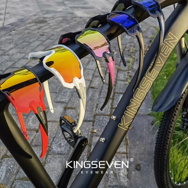 KINGSEVEN Polarize Bisiklet Gözlüğü Erkek Kadın Bisiklet MTB Yol Bisikleti Güneş Gözlüğü 4 Değiştirilebilir Lens ile LS-911 - 1