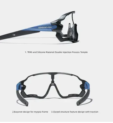 KINGSEVEN Polarized Cycling Glasses for Men Women Bicycle MTB Road Bike Sunglasses with 4 Interchangeable Lenses LS-911 - 3