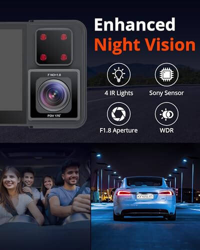 Kingslim D1 Pro Çift Gösterge Kamerası 4K Kayıt İçi - Ön ve İçi Gösterge Kamerası GPS WiFi Araçlar Uber Kamyon İçin, Kızılötesi Gece Görüşü, G-Sensör, Döngü Kaydı (Yükseltilmiş Sürüm) - 4