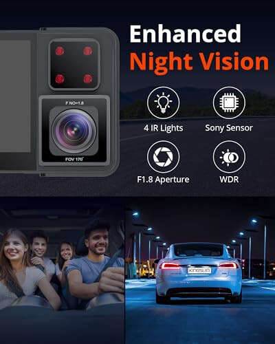 Kingslim D1 Pro Ikkita Dash Kamera 4K Yozuv Ichida - Oldin va Ichki Dash Kamera GPS WiFi Avtomobillar Uber Yuk Mashinasi Uchun, Infraqizil Tungi Ko'rish, G-Sensor, Tsiklik Yozuv (Yangi Lang Version) - 4