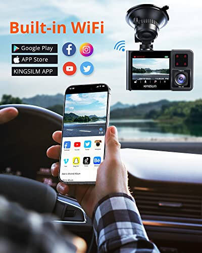 Kingslim D1 Pro Ikkita Dash Kamera 4K Yozuv Ichida - Oldin va Ichki Dash Kamera GPS WiFi Avtomobillar Uber Yuk Mashinasi Uchun, Infraqizil Tungi Ko'rish, G-Sensor, Tsiklik Yozuv (Yangi Lang Version) - 5