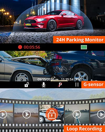 Kingslim D1 Pro Ikkita Dash Kamera 4K Yozuv Ichida - Oldin va Ichki Dash Kamera GPS WiFi Avtomobillar Uber Yuk Mashinasi Uchun, Infraqizil Tungi Ko'rish, G-Sensor, Tsiklik Yozuv (Yangi Lang Version) - 6