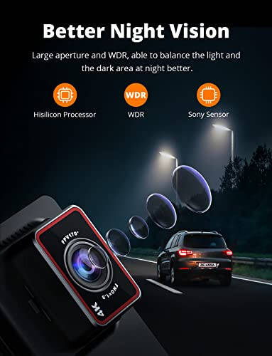 Kingslim D4 Çift Göğüs Kamerası Dahili WiFi GPS ile, Ön 4K/2.5K Arka 1080P Araçlar İçin, 3