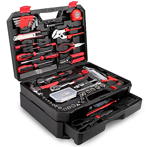 KingTool 325 Piece Home Repair Tool Kit, General Home/Auto Repair Tool Set, Toolbox Storage Case with Drawer, General Household Tool Kit - Perfect for Homeowner, Diyer, Handyman - 1