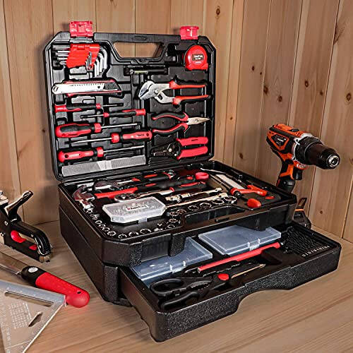 KingTool 325 Piece Home Repair Tool Kit, General Home/Auto Repair Tool Set, Toolbox Storage Case with Drawer, General Household Tool Kit - Perfect for Homeowner, Diyer, Handyman - 4