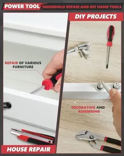 KINGTOOL Home Tool Set Kit - 286 PCS Home Auto Repair Tool Kit with Rolling Tool Box, Mechanic Tool Sets with 21V Max Cordless Power drill, Perfect for Homeowner, Diyer, Handyman - 7