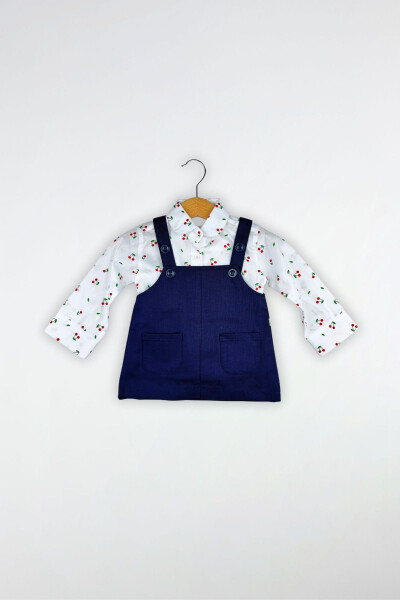 Kiraz Desenli Gömlekli Bahçıvan Bebek Elbise - GLOBABY