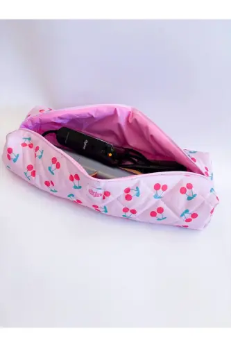 Kirazlı Pembe Saç Maşa Düzleştirici Çantası Airwrap Airstrait İçin Uyumlu Büyük Seyahat Çantası-Kirazlı Pembe - 4