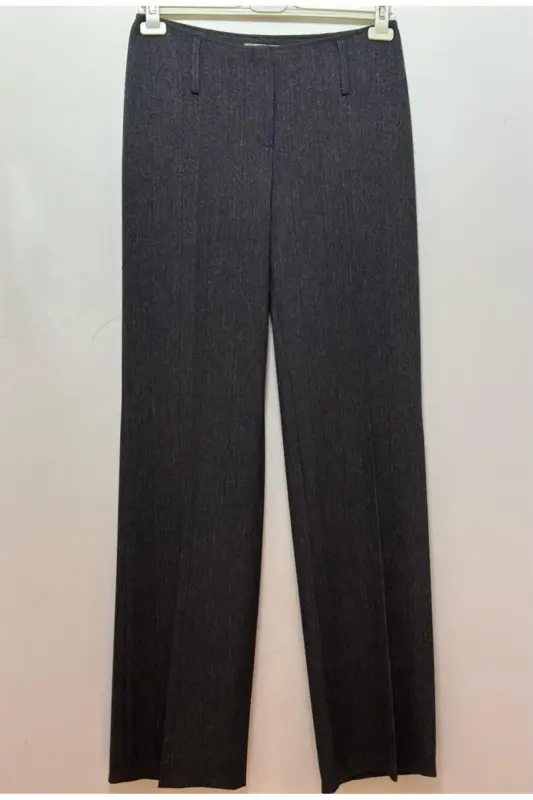 Kırçıllı Yüksek Bel Bol Kesim Pantolon - Füme - 3