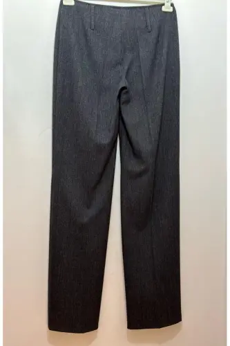 Kırçıllı Yüksek Bel Bol Kesim Pantolon - Füme - 4