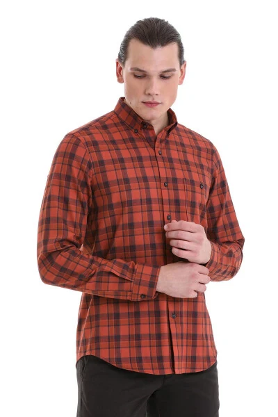 Kiremit Comfort Fit Katakli 100% Paxta Tugmali Yoqali - 4