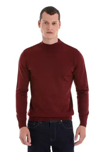 Kiremit Regular Fit Düz Yarım Balıkçı Yaka Yünlü Triko Kazak-Kiremit - HATEMOĞLU (1)