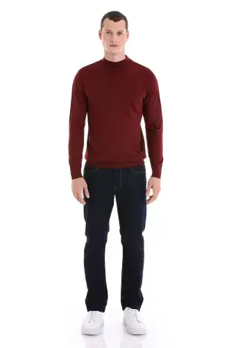 Kiremit Regular Fit Tekis Yarim Balıkçı Yoqali Jun Triko Kazak-Kiremit - 3