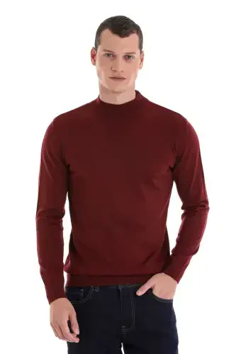 Kiremit Regular Fit Tekis Yarim Balıkçı Yoqali Jun Triko Kazak-Kiremit - 4