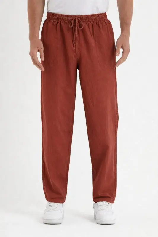 Kiremit Renk Erkek Keten Pantolon-Kiremit - COMBİNE MİCHAİL