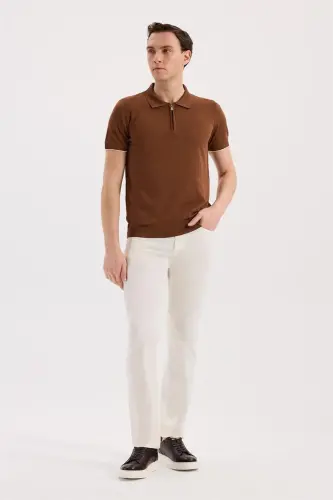 Kiremit Slim Fit Triko Fermualı Polo Yaka T-Shirt - JAKAMEN (1)