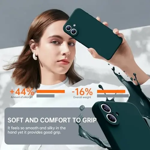 Kiresen чехол для iPhone 16 с 2 защитными пленками - совместим с Magsafe - улучшенная защита камеры - защитный чехол для телефона из жидкого силикона для мужчин, женщин, девочек - сосново-зеленый - 3