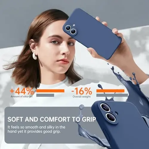 Kiresen чехол для iPhone 16 с 2 защитными пленками - совместим с Magsafe - улучшенная защита камеры - жидкий силиконовый защитный чехол для мужчин, женщин, девочек - темно-синий - 3