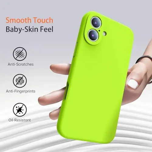 Kiresen for iPhone 16 Case with 2 Screen Protectors - Compatible with Magsafe - Upgraded Camera Protection - Liquid Silicone Protective Phone Case for Men Women - Fluorescent Yellow - 6
