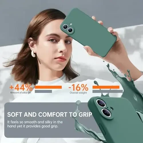 Kiresen for iPhone 16 Case with 2 Screen Protectors - Compatible with Magsafe - Upgraded Camera Protection - Liquid Silicone Protective Phone Case for Men, Women,Girls - Dark Green - 3
