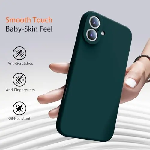 Kiresen for iPhone 16 Case with 2 Screen Protectors - Compatible with Magsafe - Upgraded Camera Protection - Liquid Silicone Protective Phone Case for Men, Women,Girls - Pine Green - 6