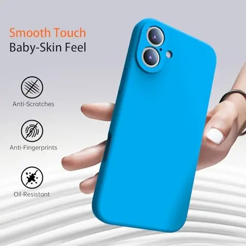 Kiresen for iPhone 16 Case with 2 Screen Protectors - Compatible with Magsafe - Upgraded Camera Protection - Liquid Silicone Protective Phone Case for Men, Women,Girls - Sky Blue - 6
