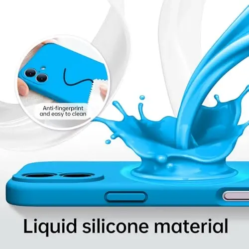 Kiresen for iPhone 16 Case with 2 Screen Protectors - Compatible with Magsafe - Upgraded Camera Protection - Liquid Silicone Protective Phone Case for Men, Women,Girls - Sky Blue - 5