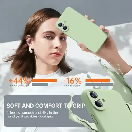 Kiresen for iPhone 16 Case with 2 Screen Protectors - Compatible with Magsafe - Upgraded Camera Protection - Liquid Silicone Protective Phone Case for Men, Women,Girls - Tea Green - 3