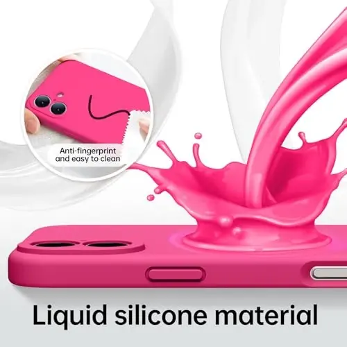 Kiresen for iPhone 16 Case with 2 Screen Protectors - Compatible with Magsafe - Upgraded Camera Protection - Liquid Silicone Protective Phone Case for Women,Girls - Hot Pink - 5