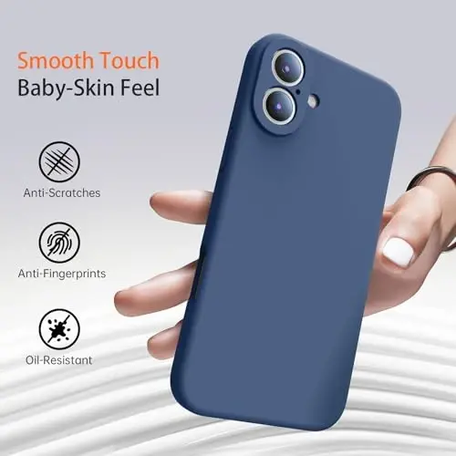Kiresen for iPhone 16 Case with 2 Screen Protectors - Compatible with Magsafe - Upgraded Camera Protection - Liquid Silicone Protective Phone Case for Men, Women,Girls - Navy Blue - 6