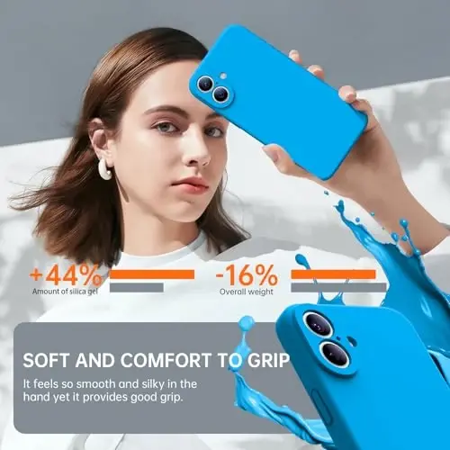 Kiresen for iPhone 16 Case with 2 Screen Protectors - Compatible with Magsafe - Upgraded Camera Protection - Liquid Silicone Protective Phone Case for Men, Women,Girls - Sky Blue - 3