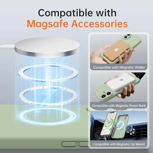 Kiresen iPhone 16 Kılıfı (2 Ekran Koruyuculu) - Magsafe Uyumlu - Gelişmiş Kamera Koruması - Sıvı Silikon Koruyucu Telefon Kılıfı Erkekler, Kadınlar, Kızlar için - Çay Yeşili - KIRESEN (1)