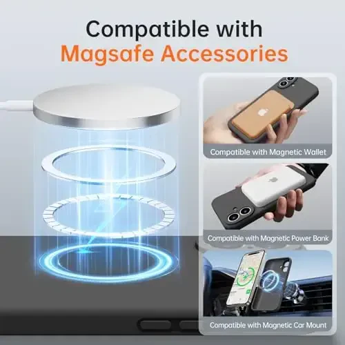 Kiresen for iPhone 16 Case with 2 Screen Protectors - Compatible with Magsafe - Upgraded Camera Protection - Liquid Silicone Protective Phone Case for Men, Women,Girls - Dark Grey - 2