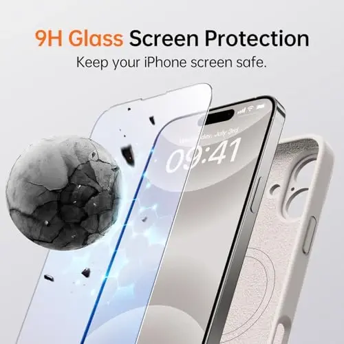 Kiresen iPhone 16 Kılıfı 2 Ekran Koruyucuyla - Magsafe ile Uyumlu - Geliştirilmiş Kamera Koruması - Kadınlar, Erkekler ve Kızlar İçin Sıvı Silikon Koruyucu Telefon Kılıfı - Rock Grisi - 4