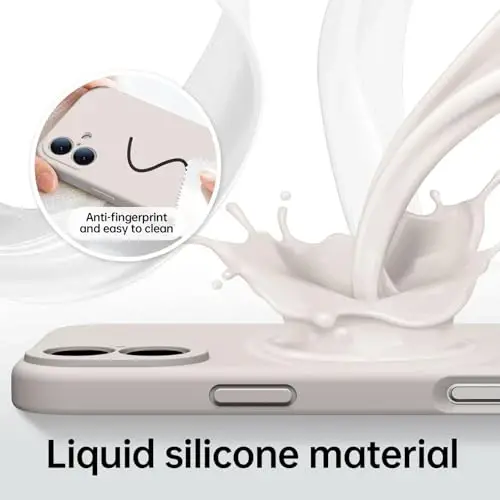 Kiresen iPhone 16 Kılıfı 2 Ekran Koruyucuyla - Magsafe ile Uyumlu - Geliştirilmiş Kamera Koruması - Kadınlar, Erkekler ve Kızlar İçin Sıvı Silikon Koruyucu Telefon Kılıfı - Rock Grisi - 5