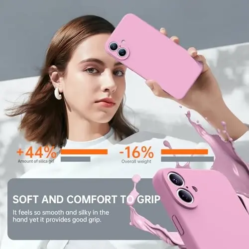 Kiresen for iPhone 16 Case with 2 Screen Protectors - Compatible with Magsafe - Upgraded Camera Protection - Liquid Silicone Protective Phone Case for Women,Girls - Blush Pink - 3