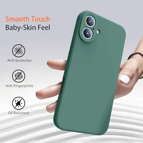 Kiresen for iPhone 16 Case with 2 Screen Protectors - Compatible with Magsafe - Upgraded Camera Protection - Liquid Silicone Protective Phone Case for Men, Women,Girls - Dark Green - 6