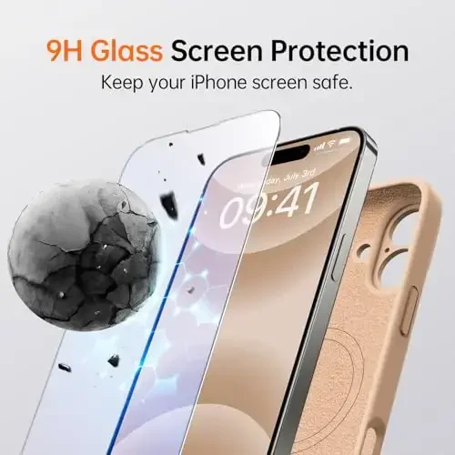 Kiresen iPhone 16 uchun g'ilof, 2 ekran himoyachisi bilan - Magsafe bilan mos - Kamera himoyasi yangilandi - Suyuq silikon himoya telefon g'ilofi erkaklar, ayollar, qizlar uchun - Elegant Gold - 4