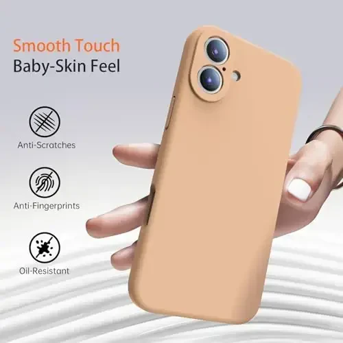 Kiresen iPhone 16 uchun g'ilof, 2 ekran himoyachisi bilan - Magsafe bilan mos - Kamera himoyasi yangilandi - Suyuq silikon himoya telefon g'ilofi erkaklar, ayollar, qizlar uchun - Elegant Gold - 6