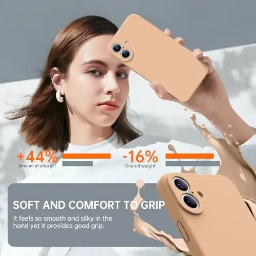 Kiresen iPhone 16 uchun g'ilof, 2 ekran himoyachisi bilan - Magsafe bilan mos - Kamera himoyasi yangilandi - Suyuq silikon himoya telefon g'ilofi erkaklar, ayollar, qizlar uchun - Elegant Gold - 3