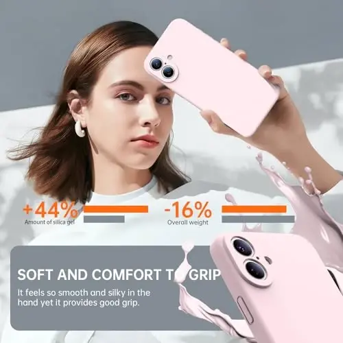 Kiresen iPhone 16 uchun g'ilof, 2 ta ekran himoyachisi bilan - Magsafe bilan mos - Kamera himoyasi takomillashtirilgan - Ayollar va qizlar uchun suyuq silikon himoya telefon g'ilofi - Elegant pushti - 3