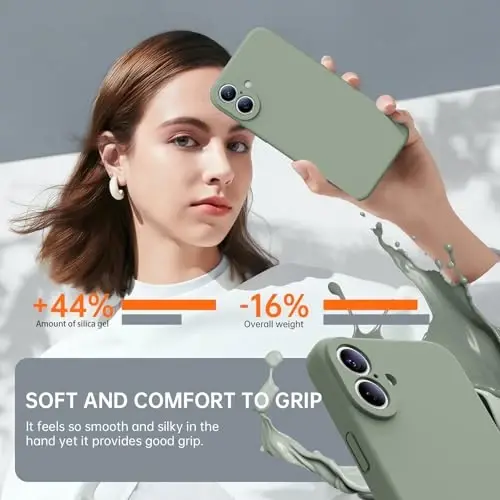 Kiresen iPhone 16 uchun g'ilof, 2 ta ekran himoyachisi bilan - Magsafe bilan mos keladi - Takomillashtirilgan kamera himoyasi - Erkaklar, ayollar, qizlar uchun suyuq silikon himoya telefon g'ilofi - Chinni ko'k - 3