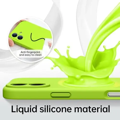 Kiresen iPhone 16 uchun g'ilof, 2 ta ekran himoyachisi bilan - Magsafe bilan mos - Takomillashtirilgan kamera himoyasi - Suyuq silikon himoya telefon g'ilofi erkaklar va ayollar uchun - Fluoresan sariq - 5