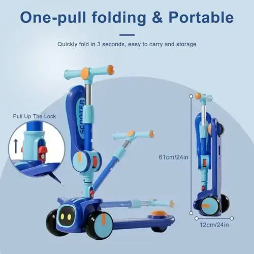 Unbreakable & Never Fall Down 2-in-1 Scooters Kids 3 Wheel Kick Scooter for Boys Girls Ages 3-8, Adjustable Height & Seat, Widened Non-Slip Deck, More Safer for Beginner Toddlers - 6