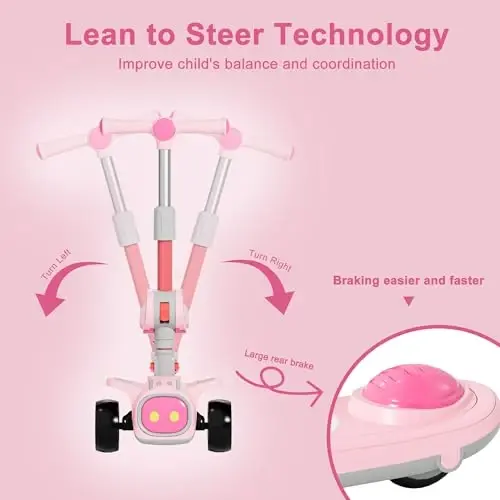 Unbreakable & Never Fall Down 2-in-1 Scooters Kids 3 Wheel Kick Scooter for Boys Girls Ages 3-8, Adjustable Height & Seat, Widened Non-Slip Deck, More Safer for Beginner Toddlers - 5