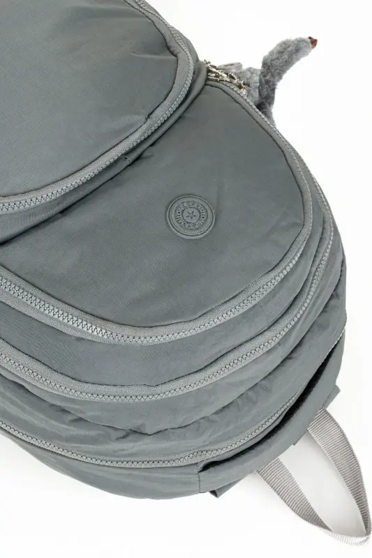 Kırinkıl Su Geçirmez Kumaş Büyük Boy Unisex Okul Sırt Ve Seyahat Çantası - gri - 3