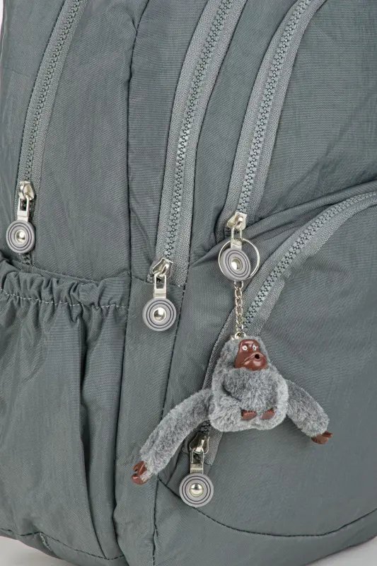 Kırinkıl Su Geçirmez Kumaş Büyük Boy Unisex Okul Sırt Ve Seyahat Çantası - gri - 4