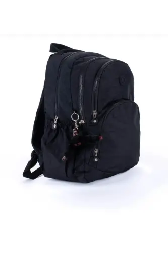 Kırinkıl Su Geçirmez Kumaş Büyük Boy Unisex Okul Sırt Ve Seyahat Çantası - Siyah1 - 1