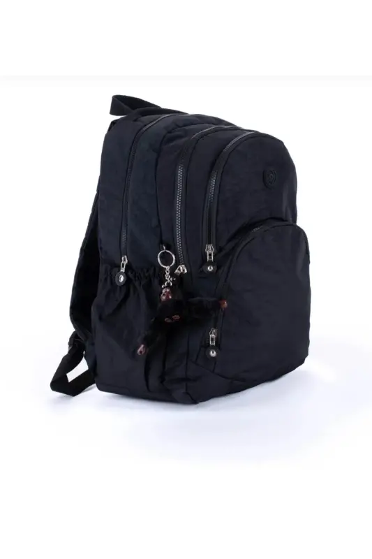 Kırinkıl Su Geçirmez Kumaş Büyük Boy Unisex Okul Sırt Ve Seyahat Çantası - Siyah1 - 1